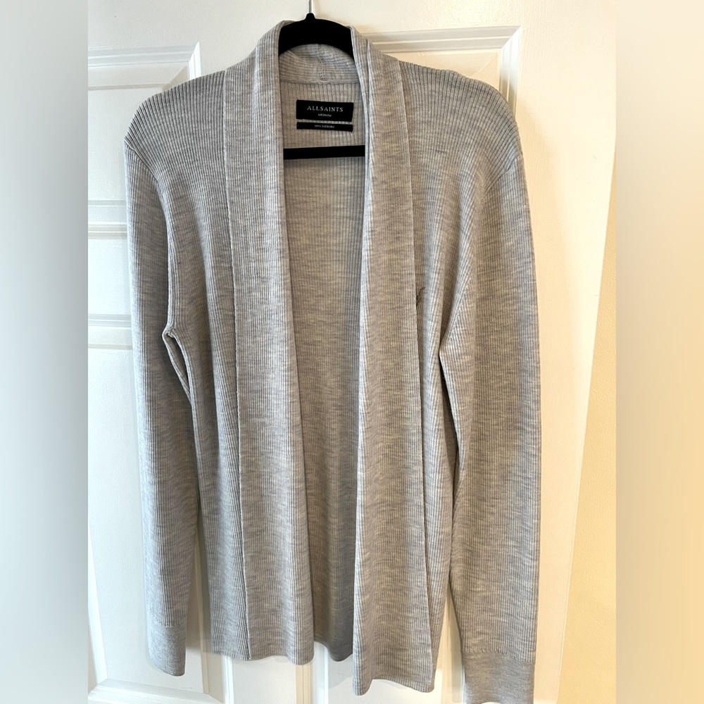 All Saints merino wool cardigan in light gray size M